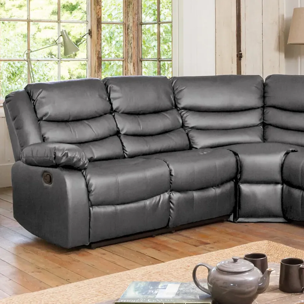 Brooklyn 5-Seater Corner Sofa with Reclining - Grey, Leather