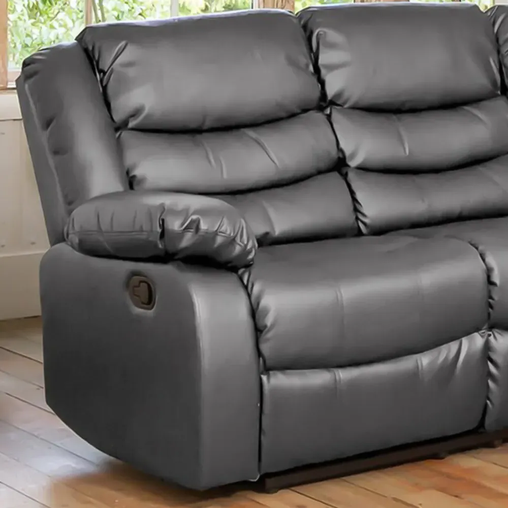 Brooklyn 5-Seater Corner Sofa with Reclining - Grey, Leather