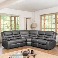 Brooklyn 5-Seater Corner Sofa with Reclining - Grey, Leather
