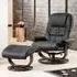 Burdell Swivel Recliner Chair with Footstool - Black, Leather