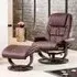 Burdell Swivel Recliner Chair with Footstool - Burgundy, Leather