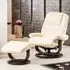 Burdell Swivel Recliner Chair with Footstool - Cream, Leather