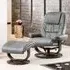 Burdell Swivel Recliner Chair with Massage and Heat - Grey, Leather
