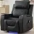 Byron Electric Riser Recliner with Massage and Heat - Black, Leather