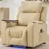 Byron Electric Riser Recliner with Massage and Heat - Cream, Leather