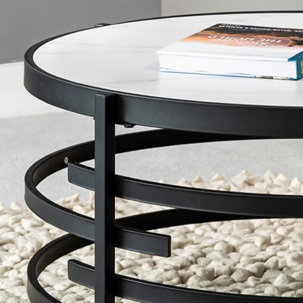 Caldera Round Coffee Table - White, Ceramic Stone