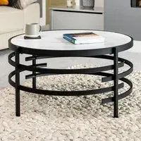 Caldera Round Coffee Table - White, Ceramic Stone