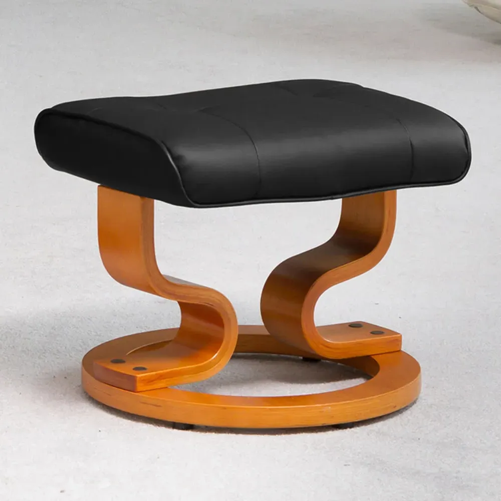 Calhoun Swivel Recliner Chair with Footstool - Black, Bonded Leather