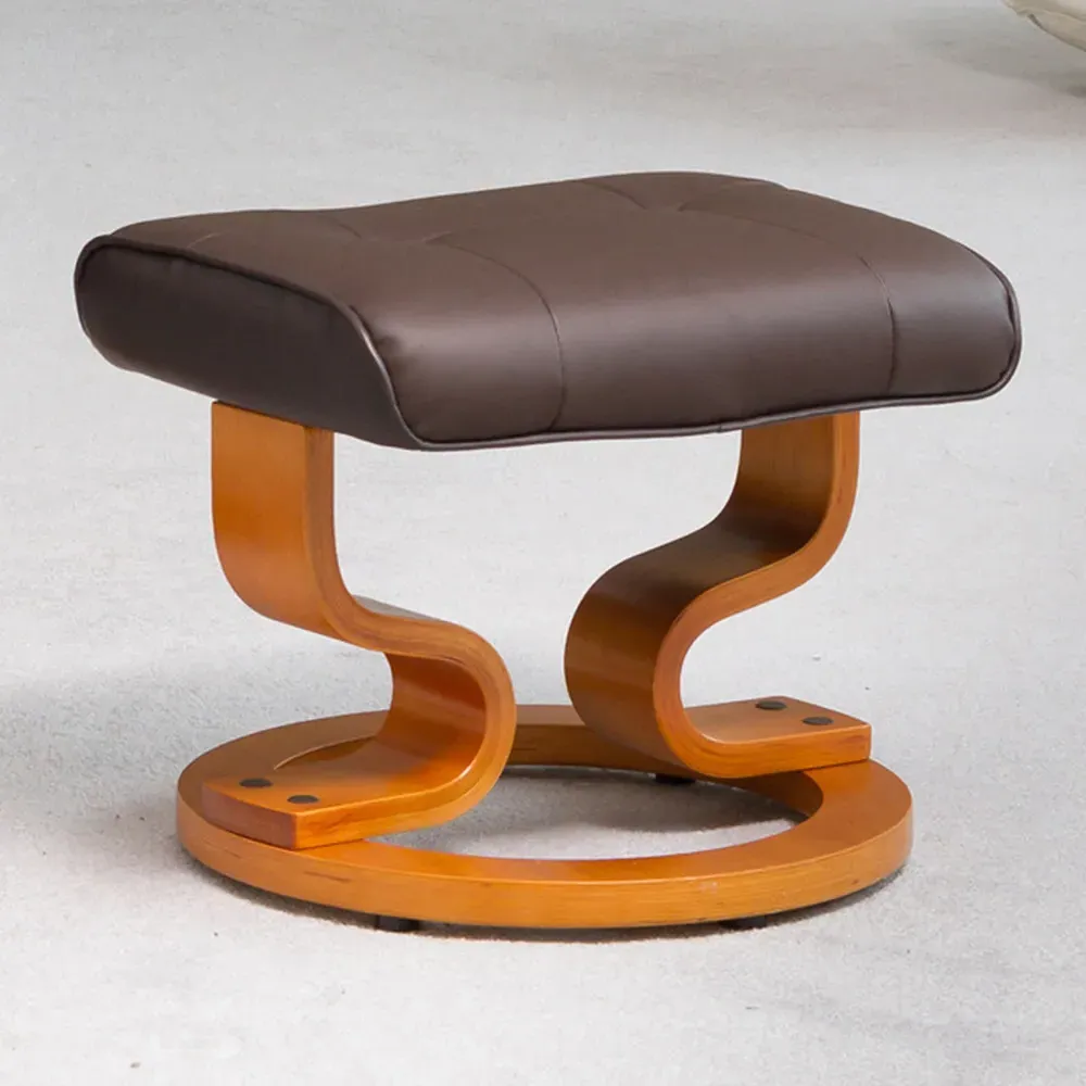 Calhoun Swivel Recliner Chair with Footstool - Brown, Bonded Leather