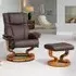 Calhoun Swivel Recliner Chair with Footstool - Brown, Bonded Leather