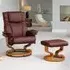 Calhoun Swivel Recliner Chair with Footstool - Burgundy, Bonded Leather