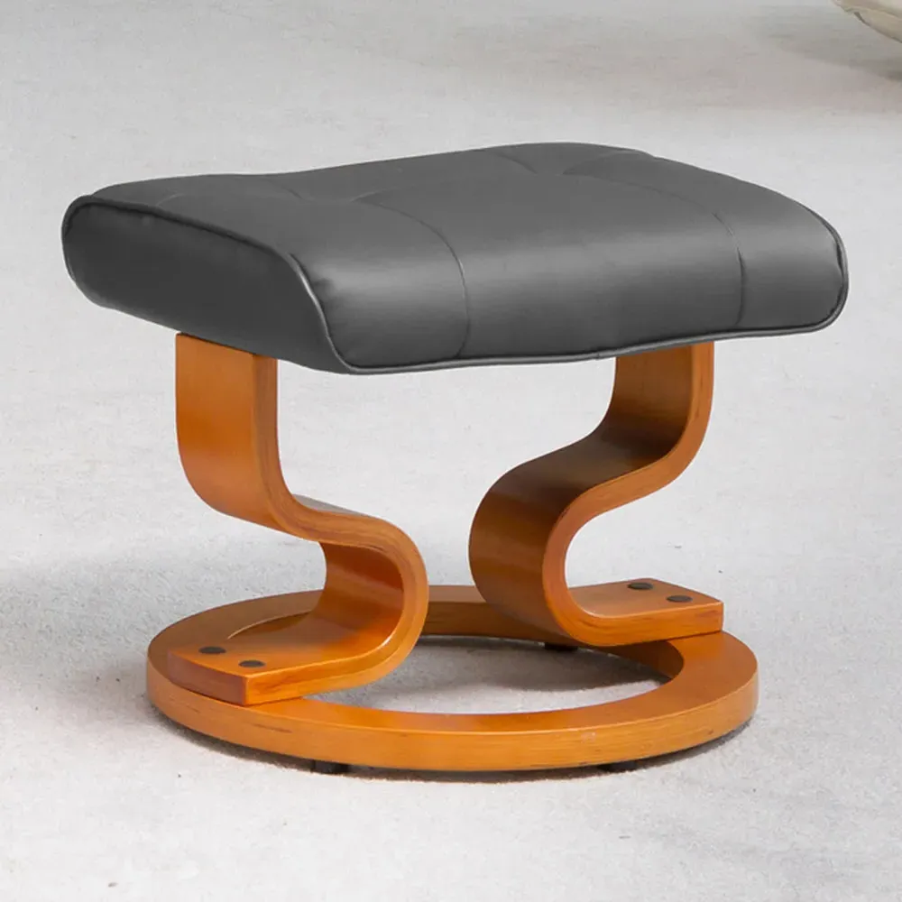 Calhoun Swivel Recliner Chair with Footstool - Grey, Bonded Leather