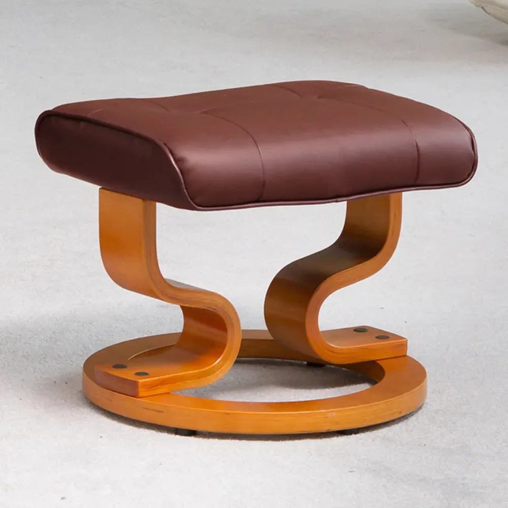 Calhoun Swivel Recliner Chair with Footstool - Red, Bonded Leather