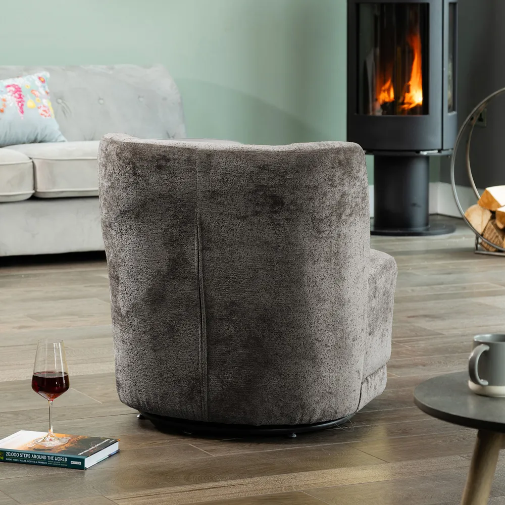 Camarillo Swivel Accent Chair - Grey, Boucle Fabric