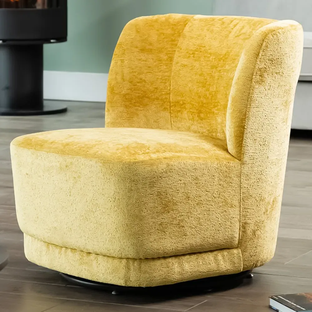 Camarillo Swivel Accent Chair - Mustard, Boucle Fabric
