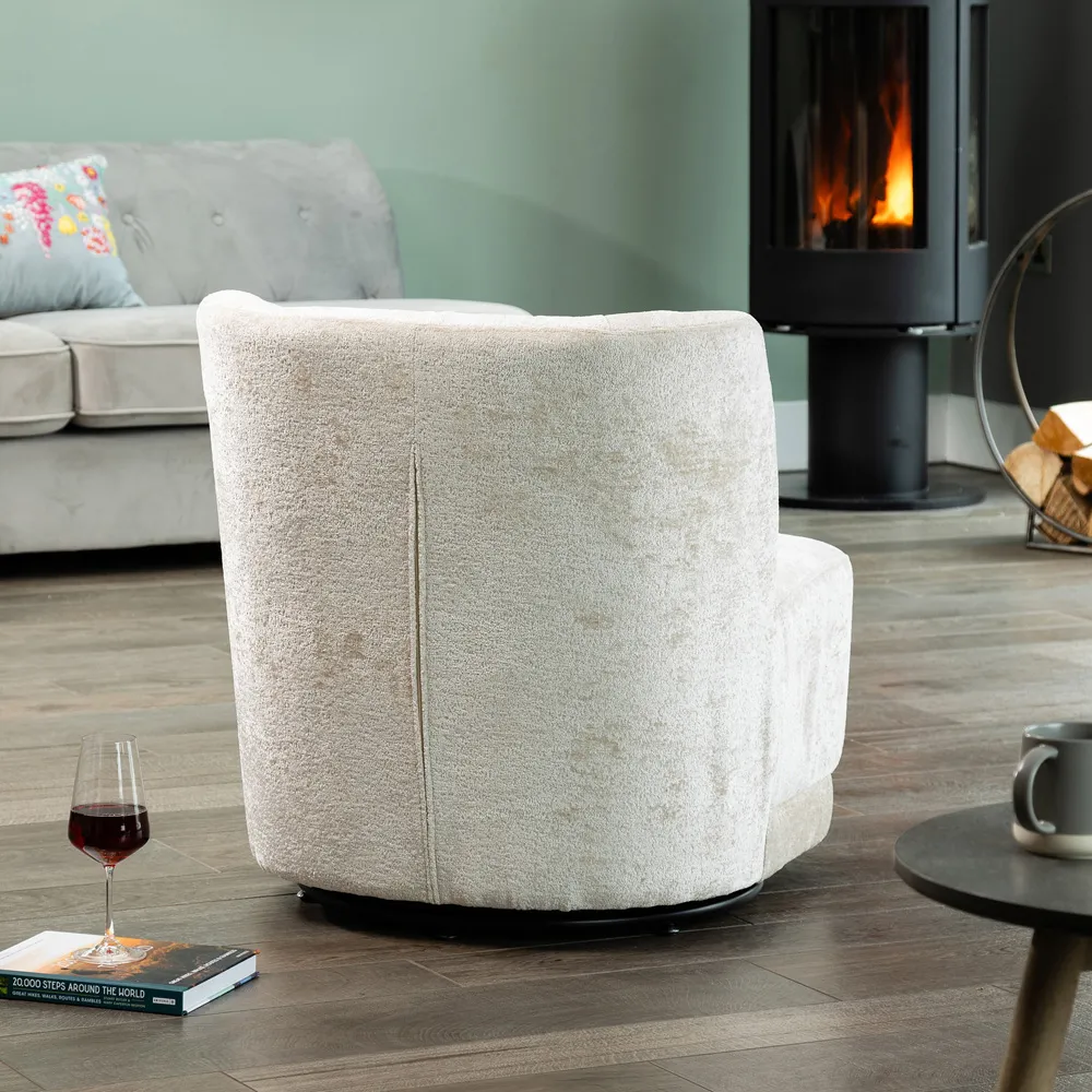 Camarillo Swivel Accent Chair - Taupe, Boucle Fabric