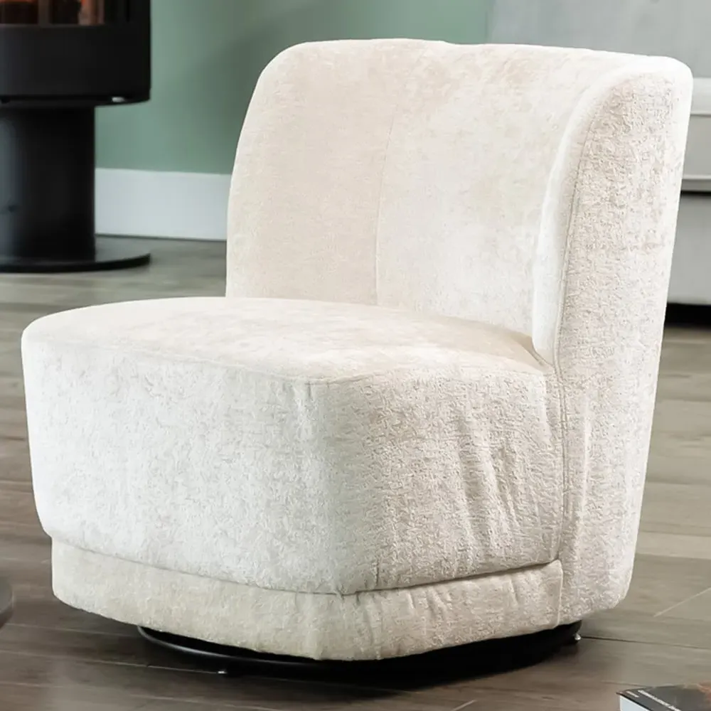 Camarillo Swivel Accent Chair - Taupe, Boucle Fabric