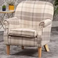 Candia Armchair with Removable Cushion - Cream, Chequered Fabric