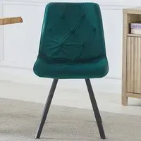 Caprile Set of 2 Dining Chairs - Green, Velvet