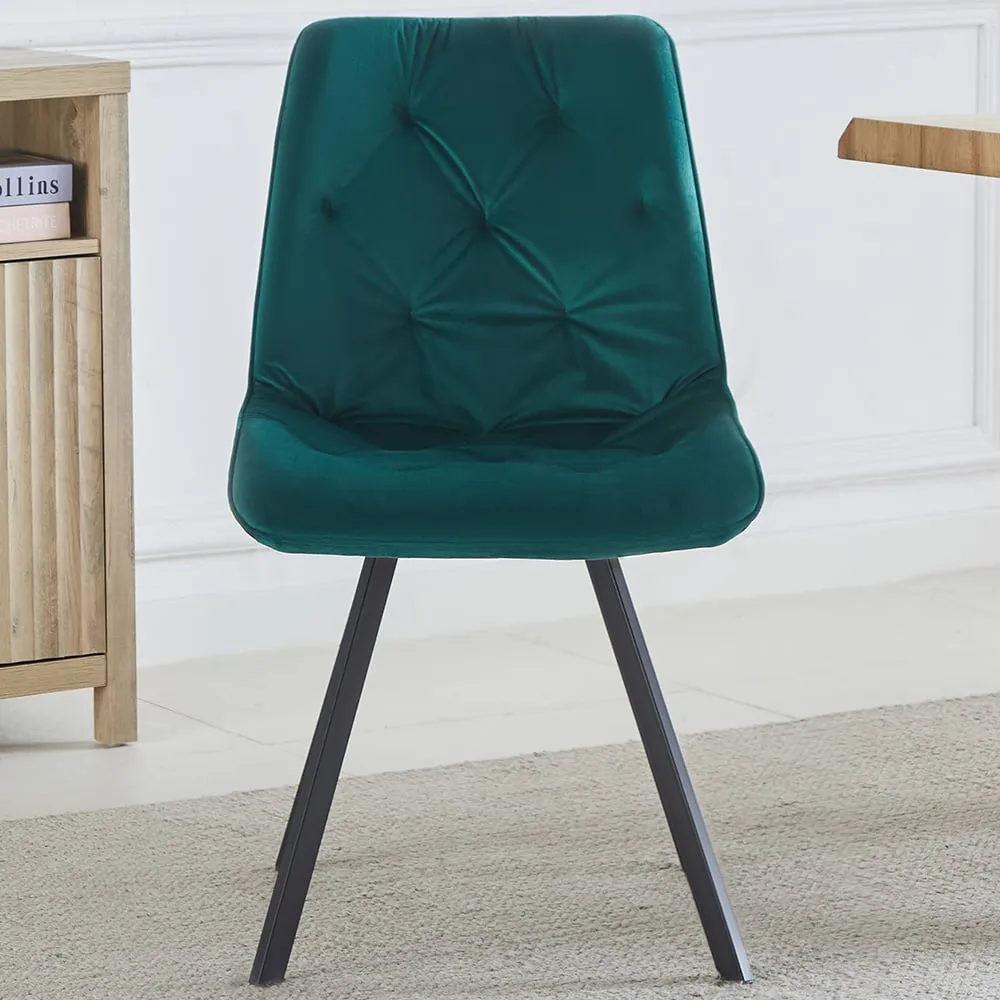 Caprile Set of 2 Dining Chairs - Green, Velvet image
