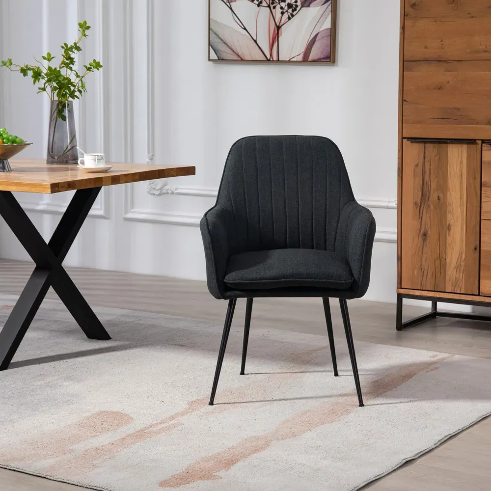 Carrara Set of 2 Dining Chairs - Black, Fabric