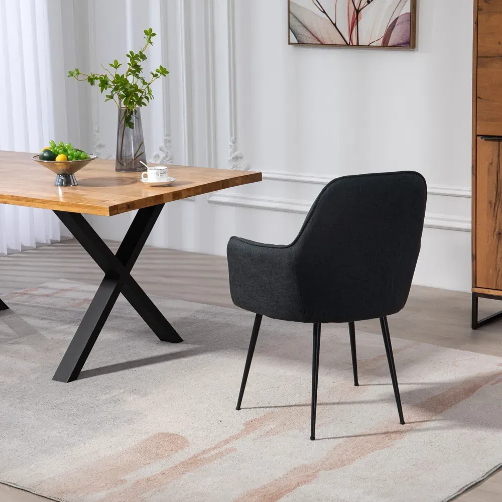 Carrara Set of 2 Dining Chairs - Black, Fabric