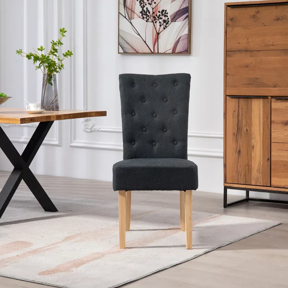 Carrara Set of 2 Dining Chairs - Black, Fabric