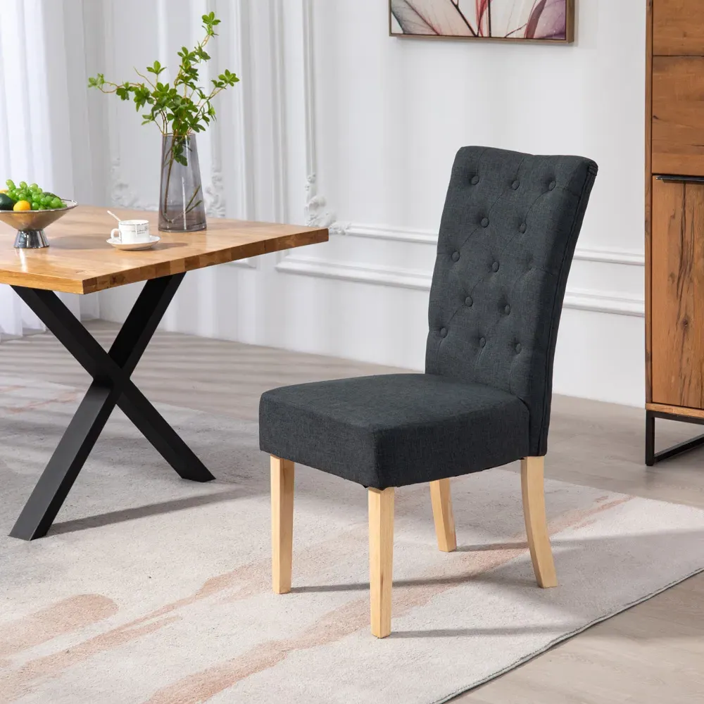 Carrara Set of 2 Dining Chairs - Black, Fabric