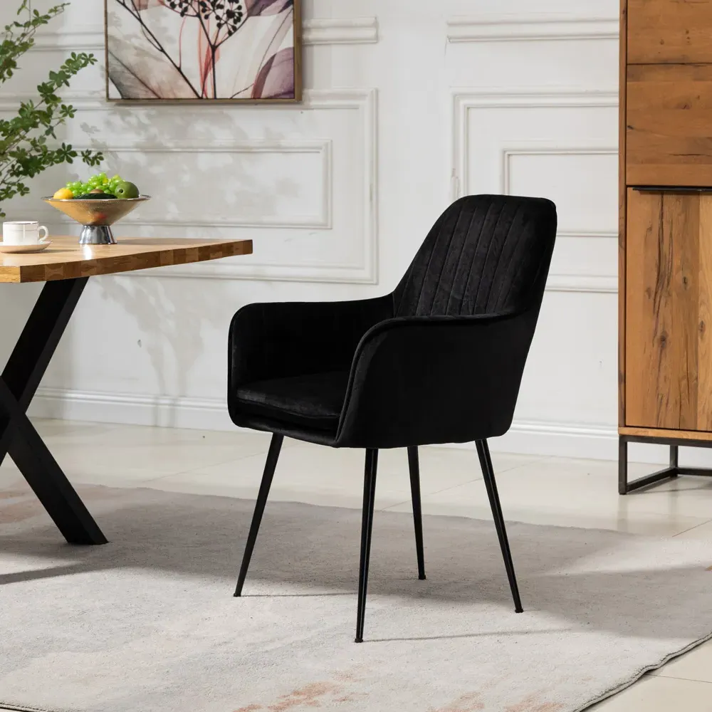 Carrara Set of 2 Dining Chairs - Black, Velvet
