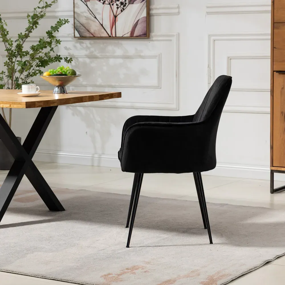 Carrara Set of 2 Dining Chairs - Black, Velvet