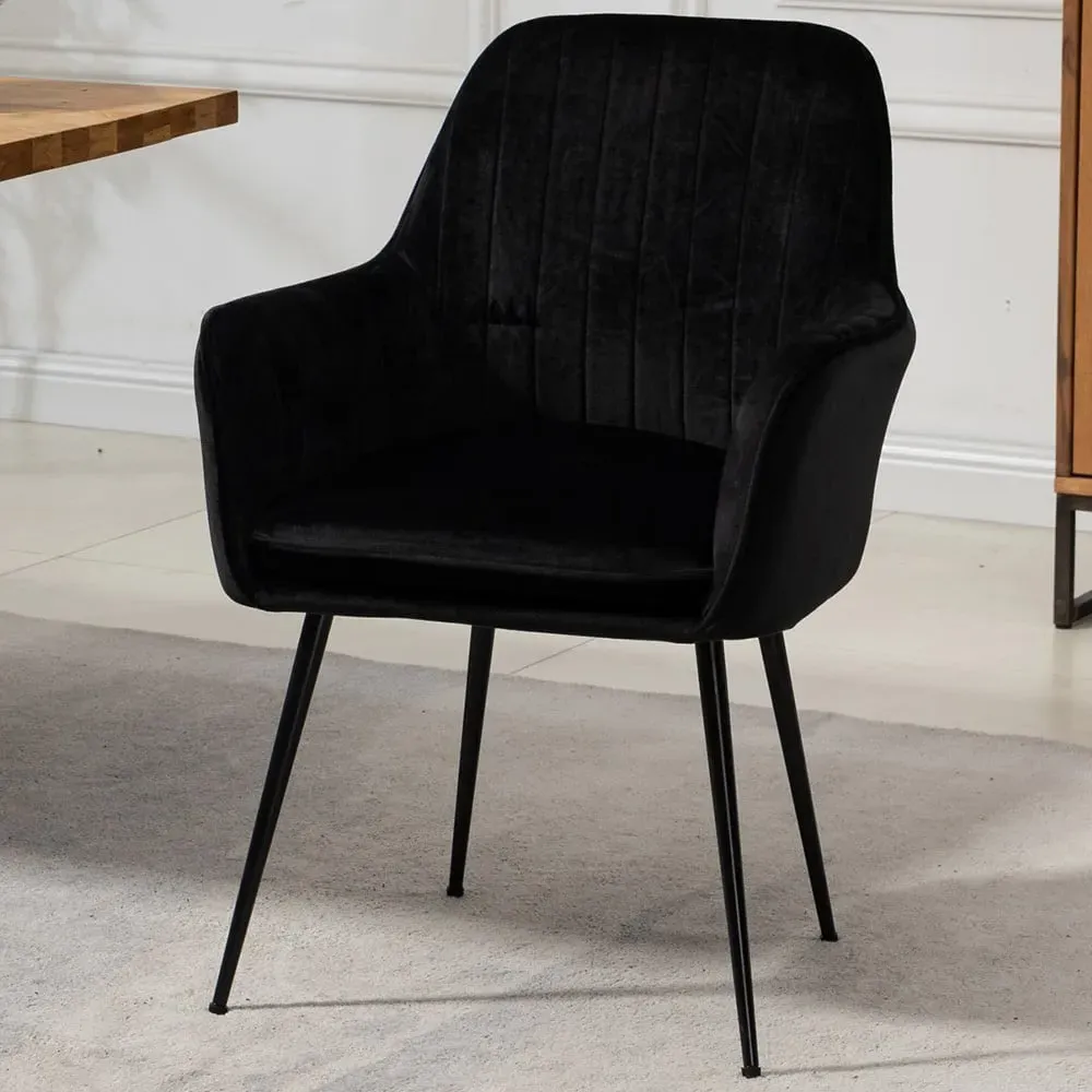 Carrara Set of 2 Dining Chairs - Black, Velvet