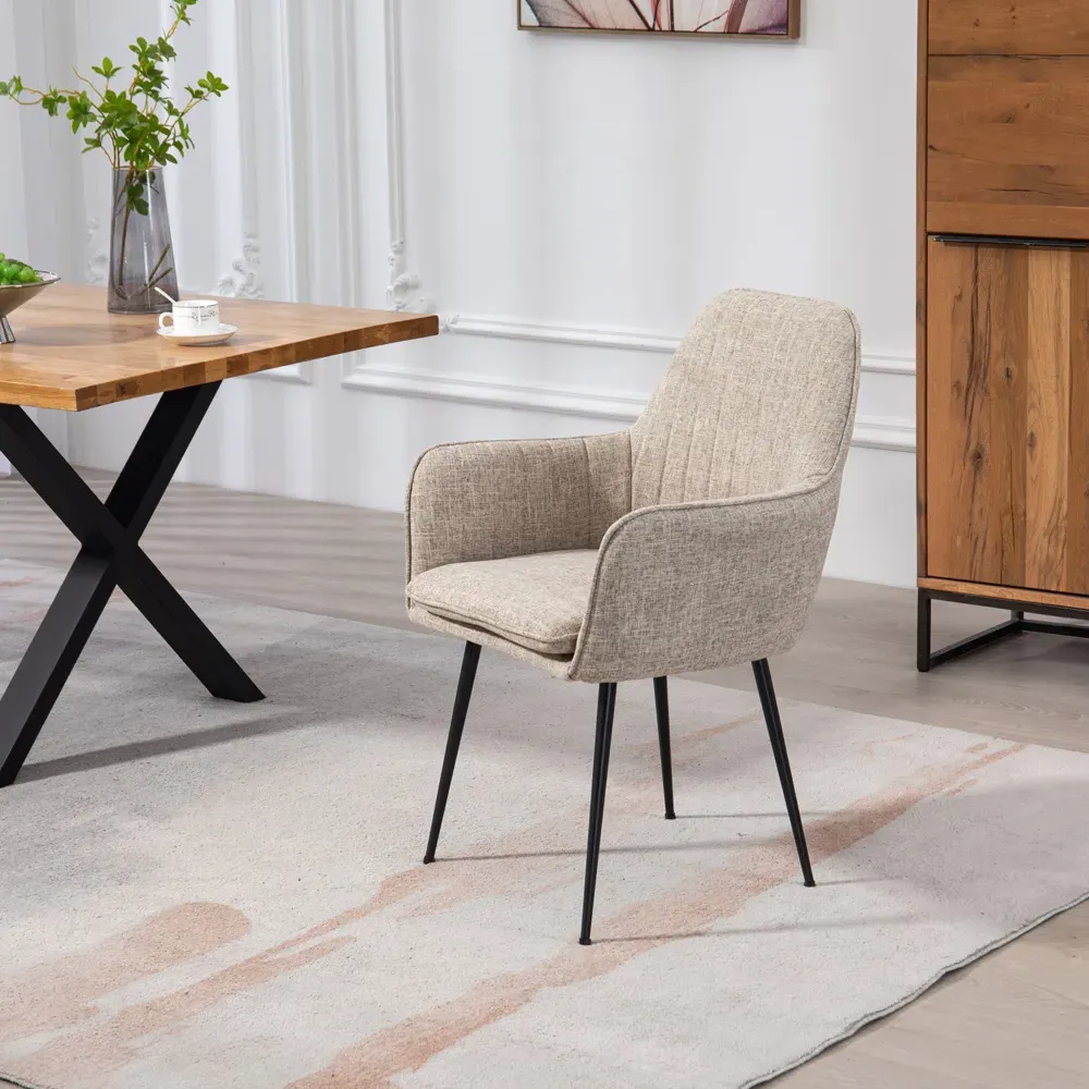 Carrara Set of 2 Dining Chairs - Brown, Fabric