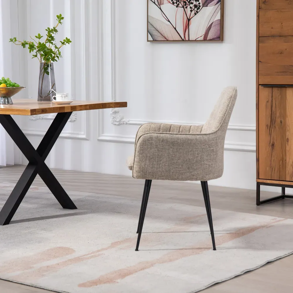 Carrara Set of 2 Dining Chairs - Brown, Fabric