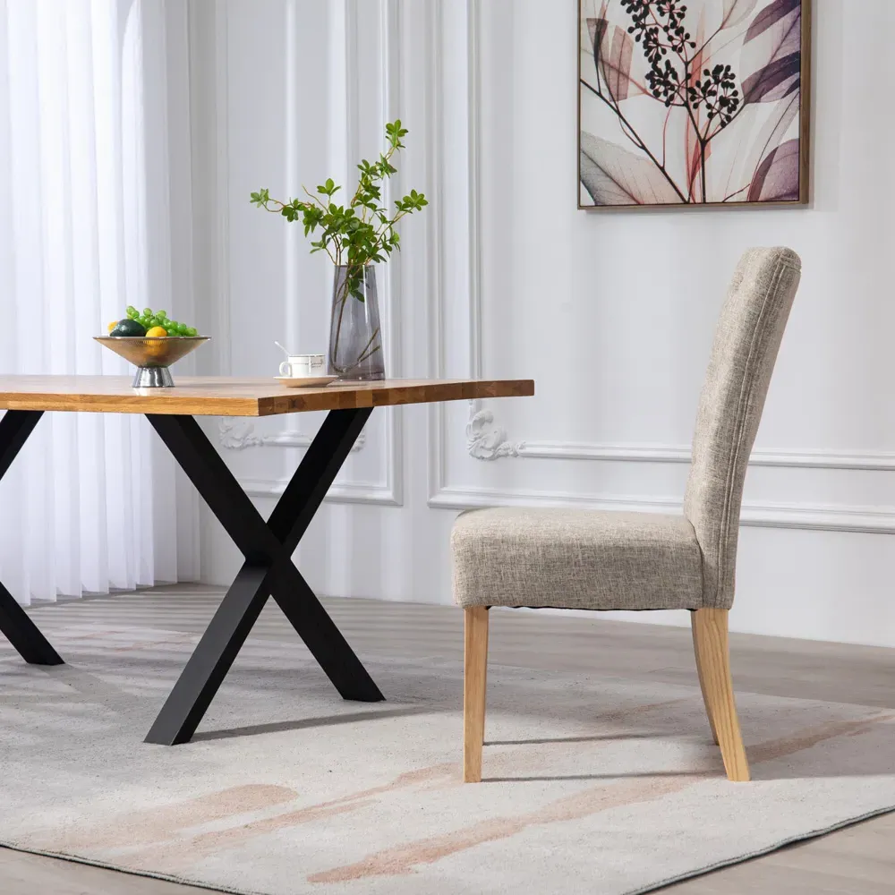 Carrara Set of 2 Dining Chairs - Brown, Fabric