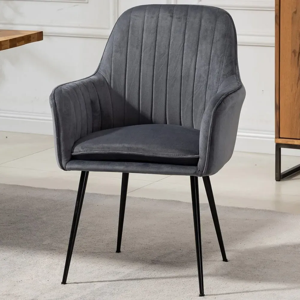 Carrara Set of 2 Dining Chairs - Grey, Velvet image