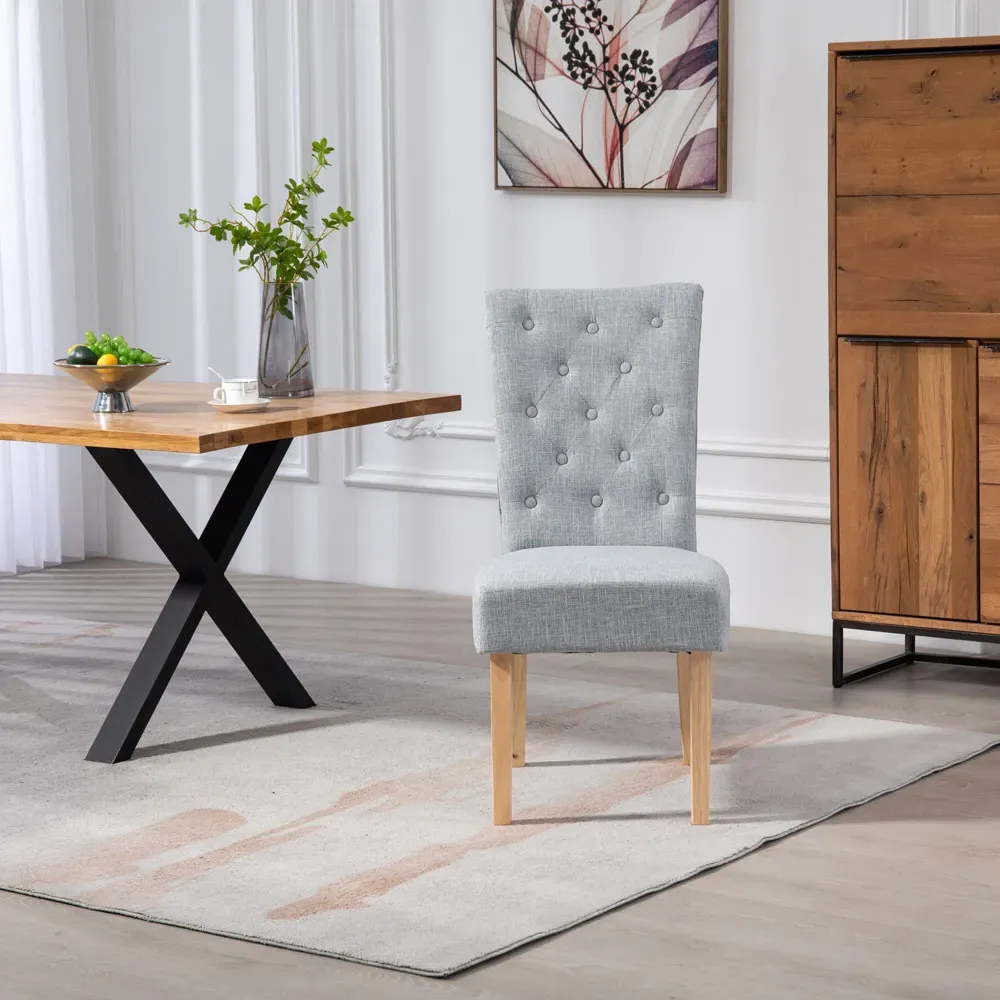 Carrara Set of 2 Dining Chairs - Light Grey, Fabric