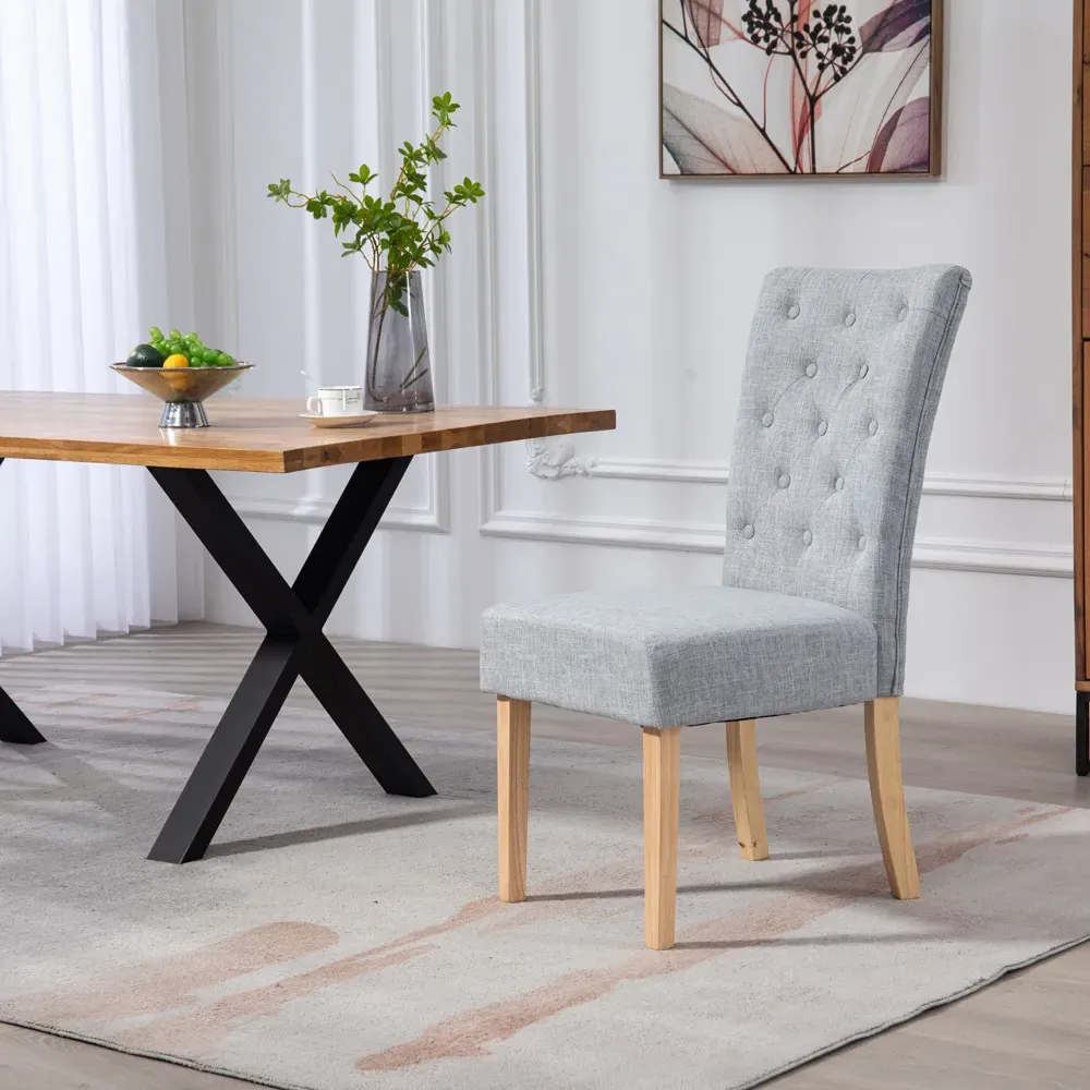 Carrara Set of 2 Dining Chairs - Light Grey, Fabric