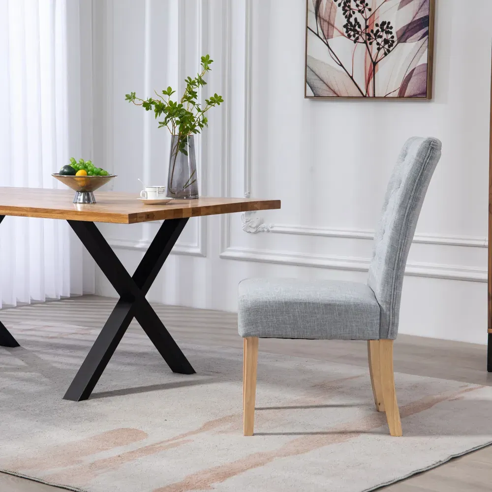 Carrara Set of 2 Dining Chairs - Light Grey, Fabric