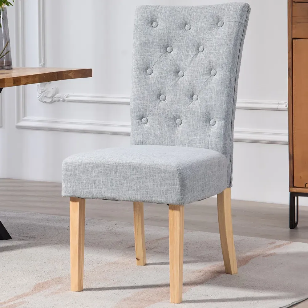 Carrara Set of 2 Dining Chairs - Light Grey, Fabric