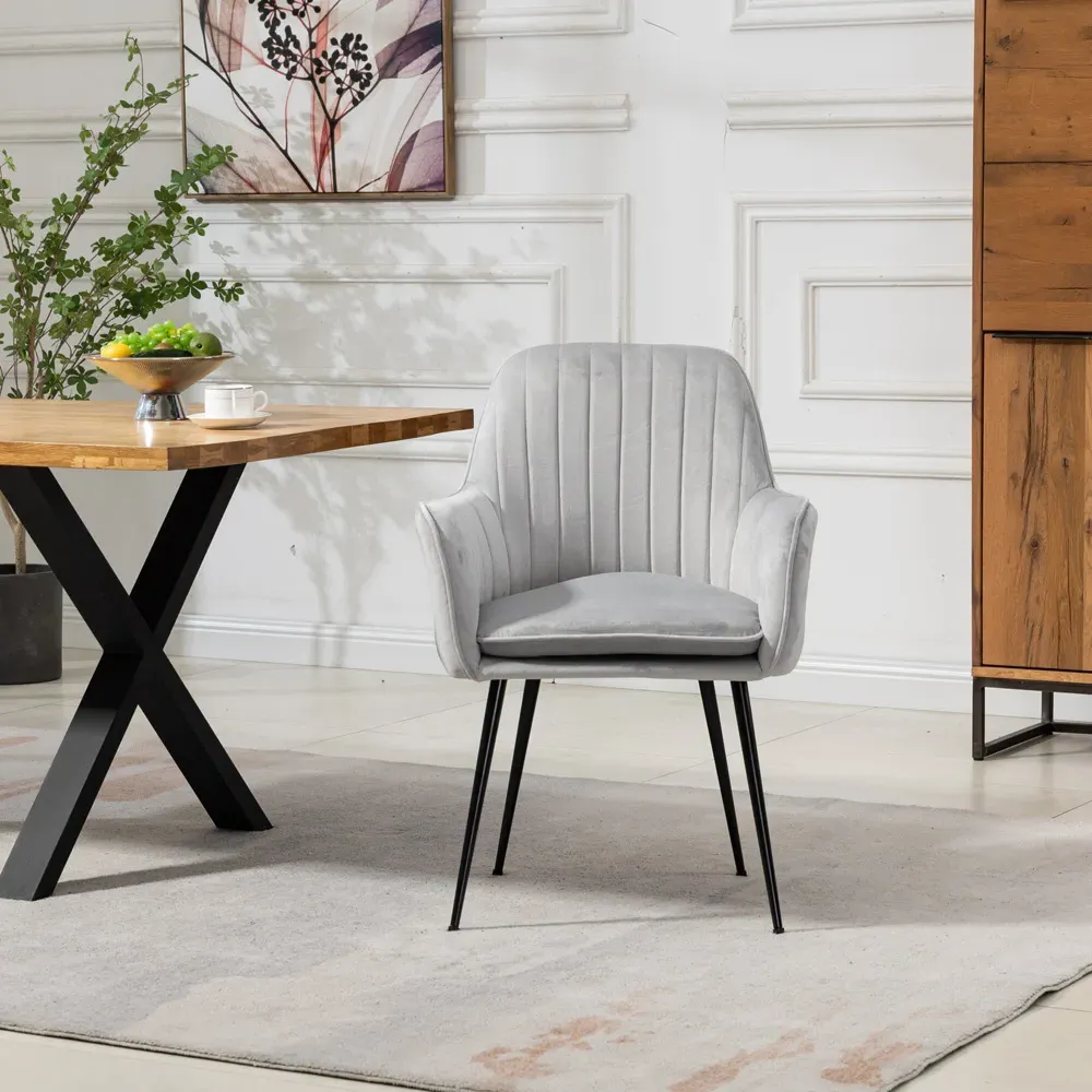 Carrara Set of 2 Dining Chairs - Silver, Velvet