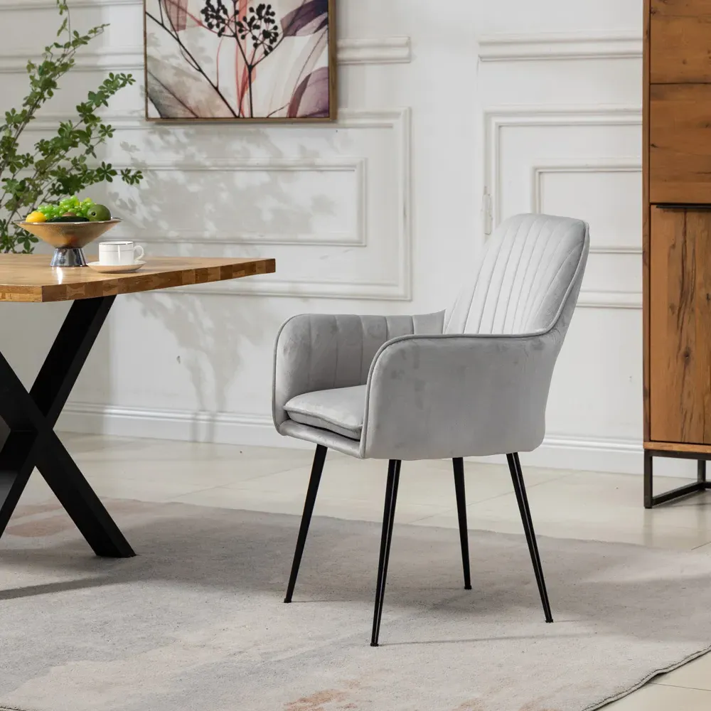 Carrara Set of 2 Dining Chairs - Silver, Velvet