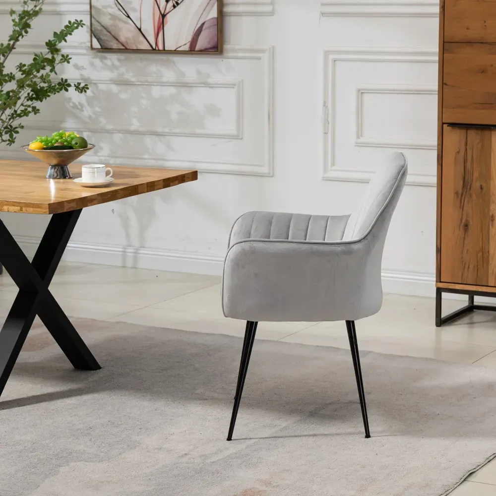 Carrara Set of 2 Dining Chairs - Silver, Velvet