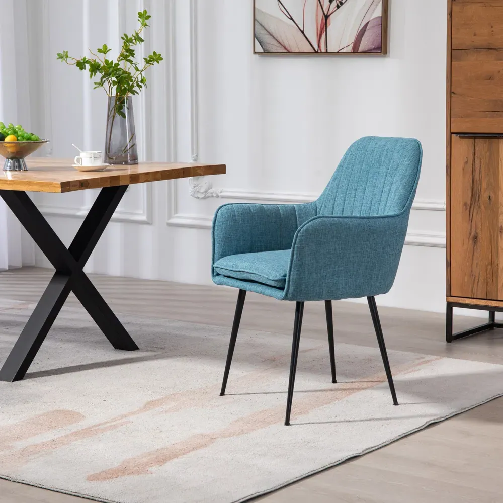 Carrara Set of 2 Dining Chairs - Teal, Fabric