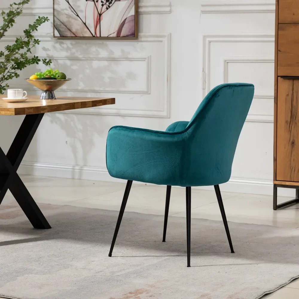 Carrara Set of 2 Dining Chairs - Teal, Velvet