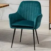 Carrara Set of 2 Dining Chairs - Teal, Velvet