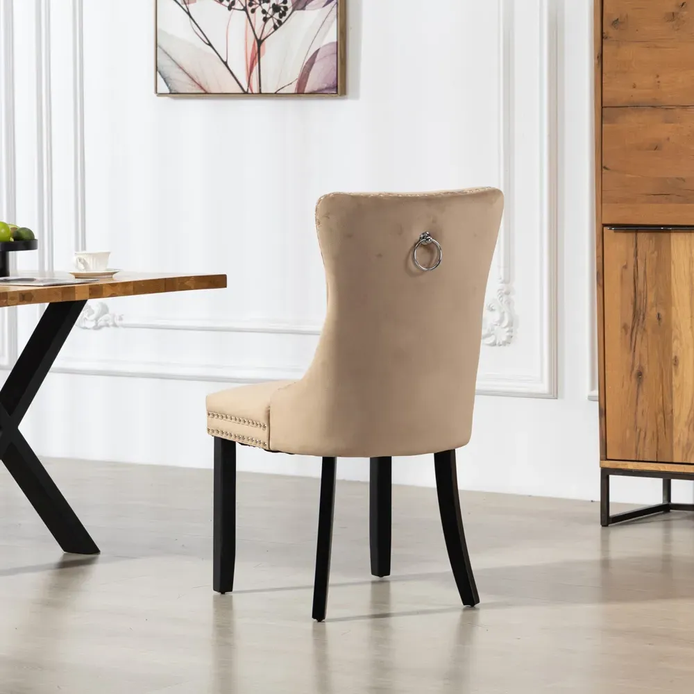 Ceres Set of 2 Dining Chairs - Brown, Velvet