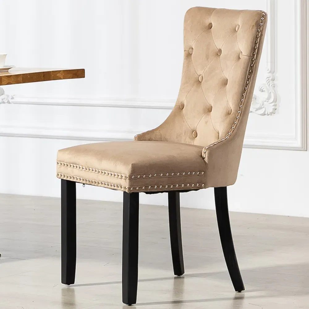 Ceres Set of 2 Dining Chairs - Brown, Velvet image