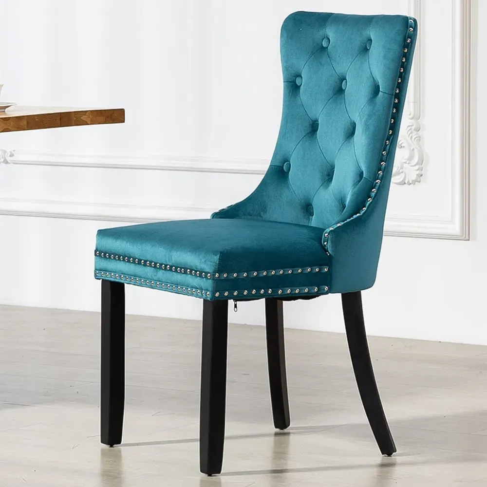 Ceres Set of 2 Dining Chairs - Teal, Velvet