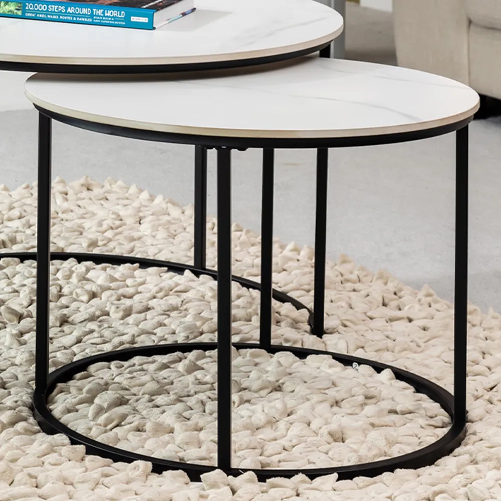 Circa Nest of Tables Set of 2 - White, Ceramic