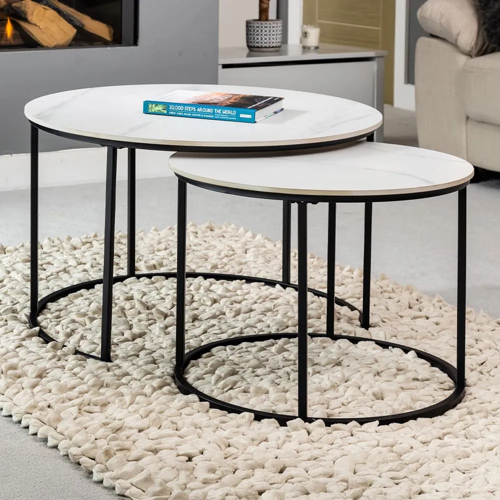 Circa Nest of Tables Set of 2 - White, Ceramic image